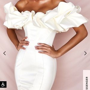 AUTHENTIC House of CB Ivory Satin Ruffle Strapless Dress